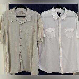 TWO never worn Calvin Klein & Shark Fin cotton/linen short-sleeve shirts - 2XL